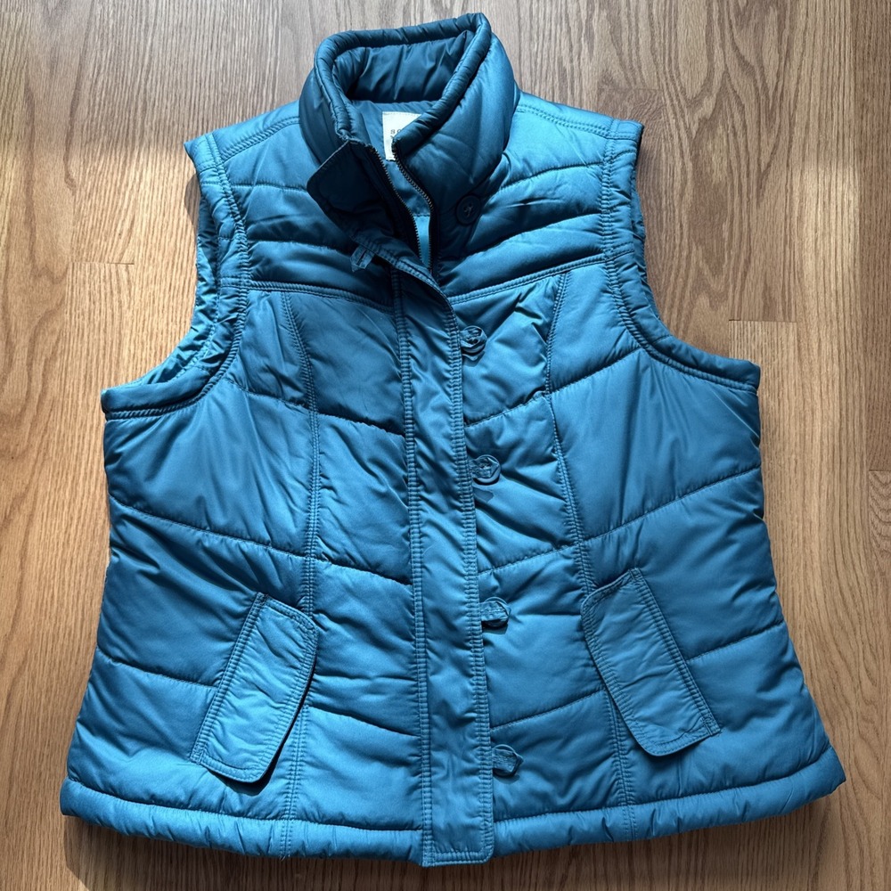 Sonoma Life Style‎ Puffer Vest Full Zip Vest Women's XL Sleeveless Green